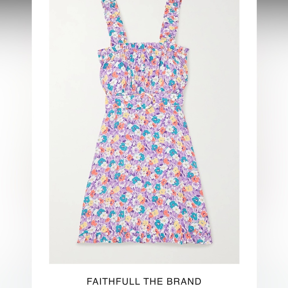 Faithfull the Brand Mid Summer Floral Crepe Mini Dress Size Small - Picture 9 of 10